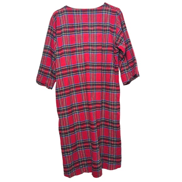 The Vermont Country Store Plaid Nightgown Dress Size M Red Cotton moomoo holiday - Picture 2 of 8